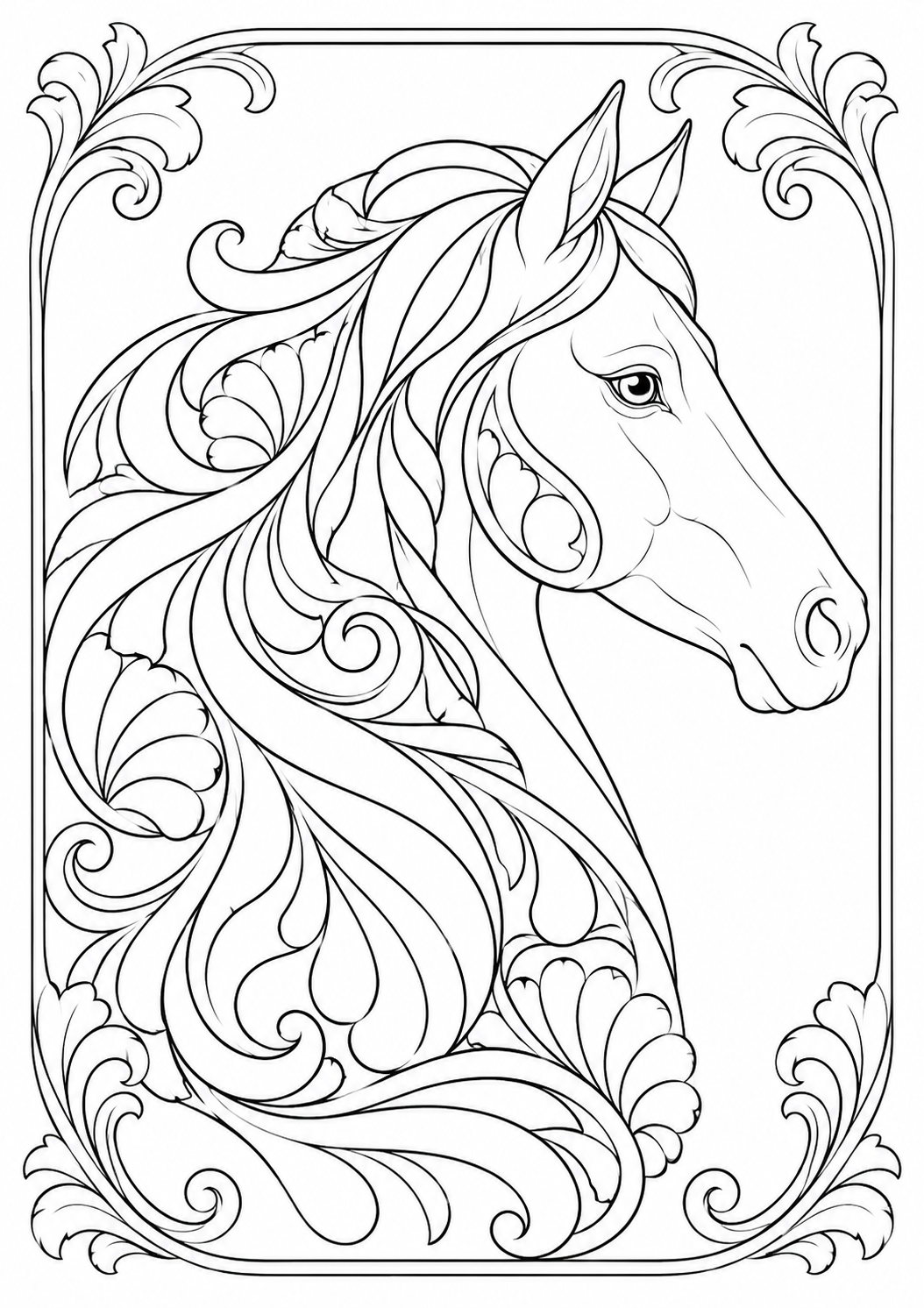 The horse with a flowing mane