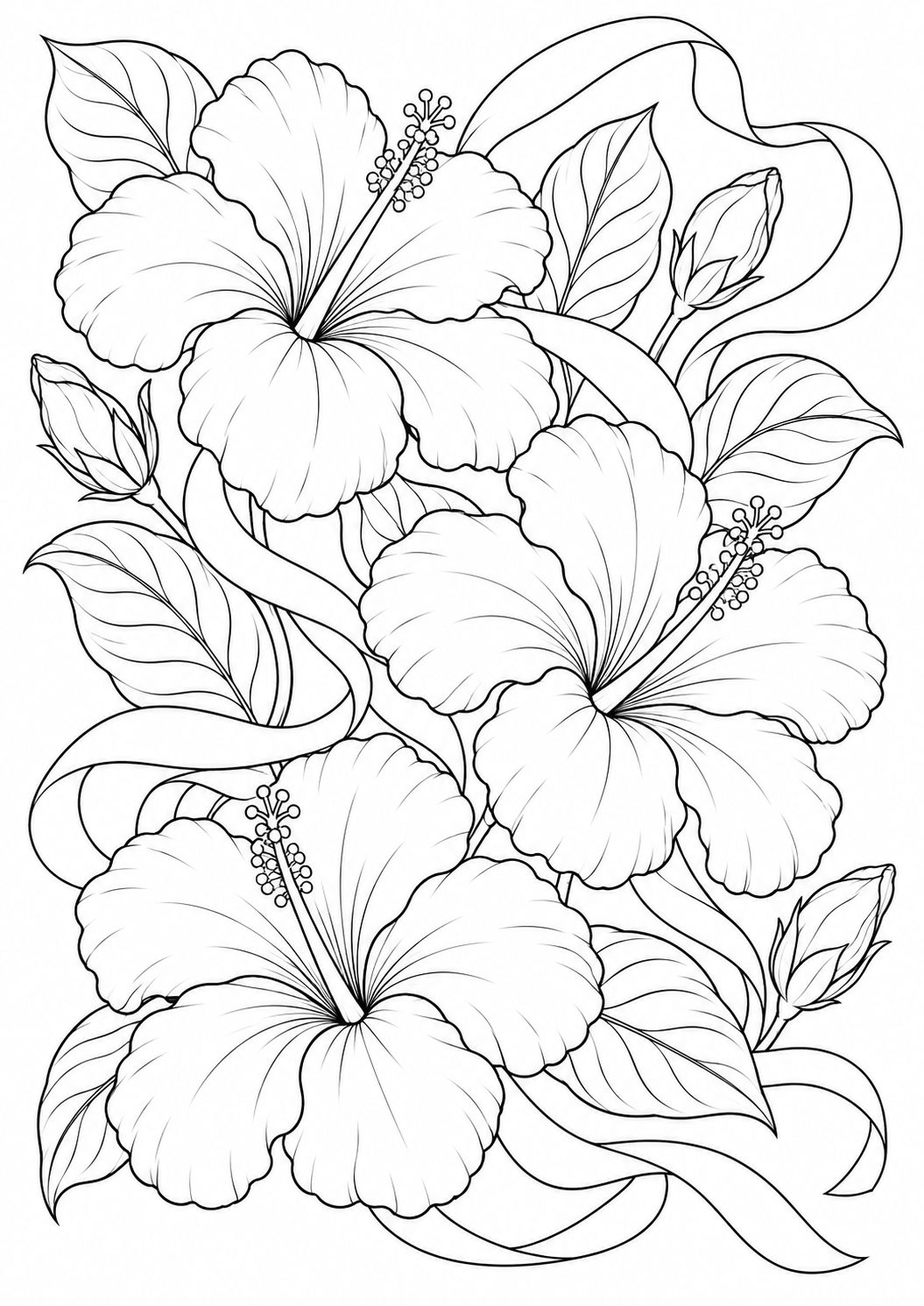 Hibiscus and flowing ribbons
