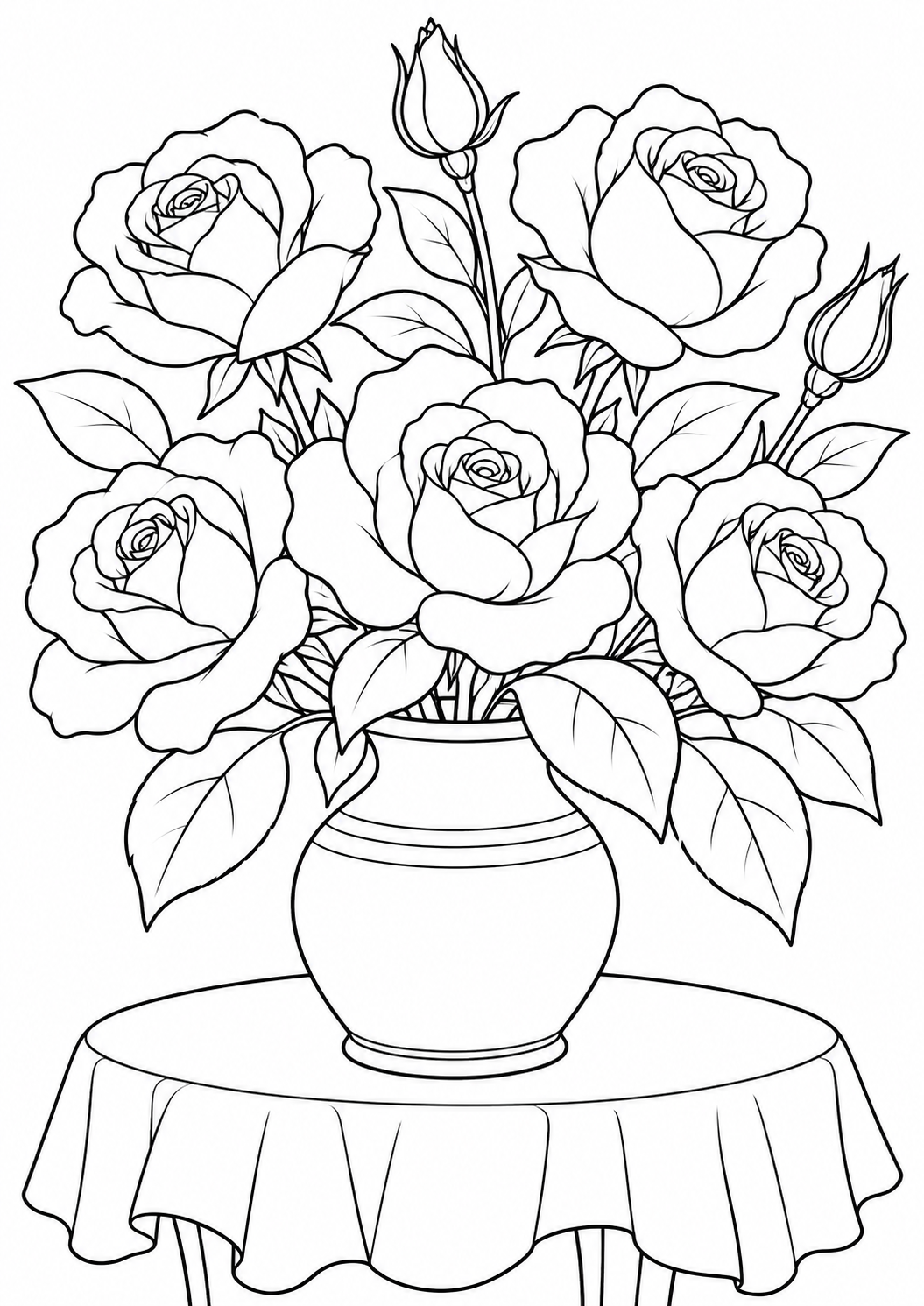 Flowers — black and white colouring pages