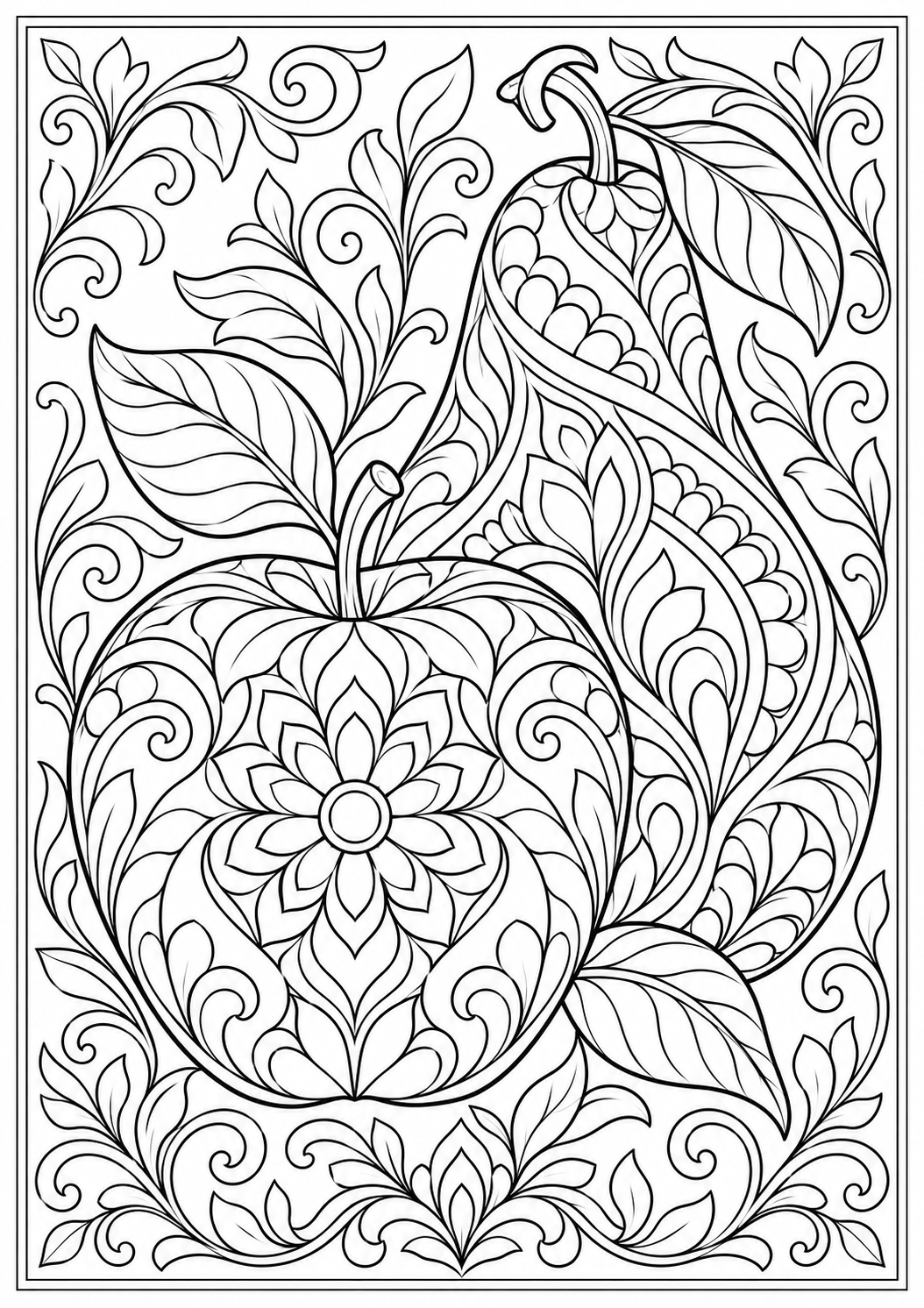 Apples and pears in ornament