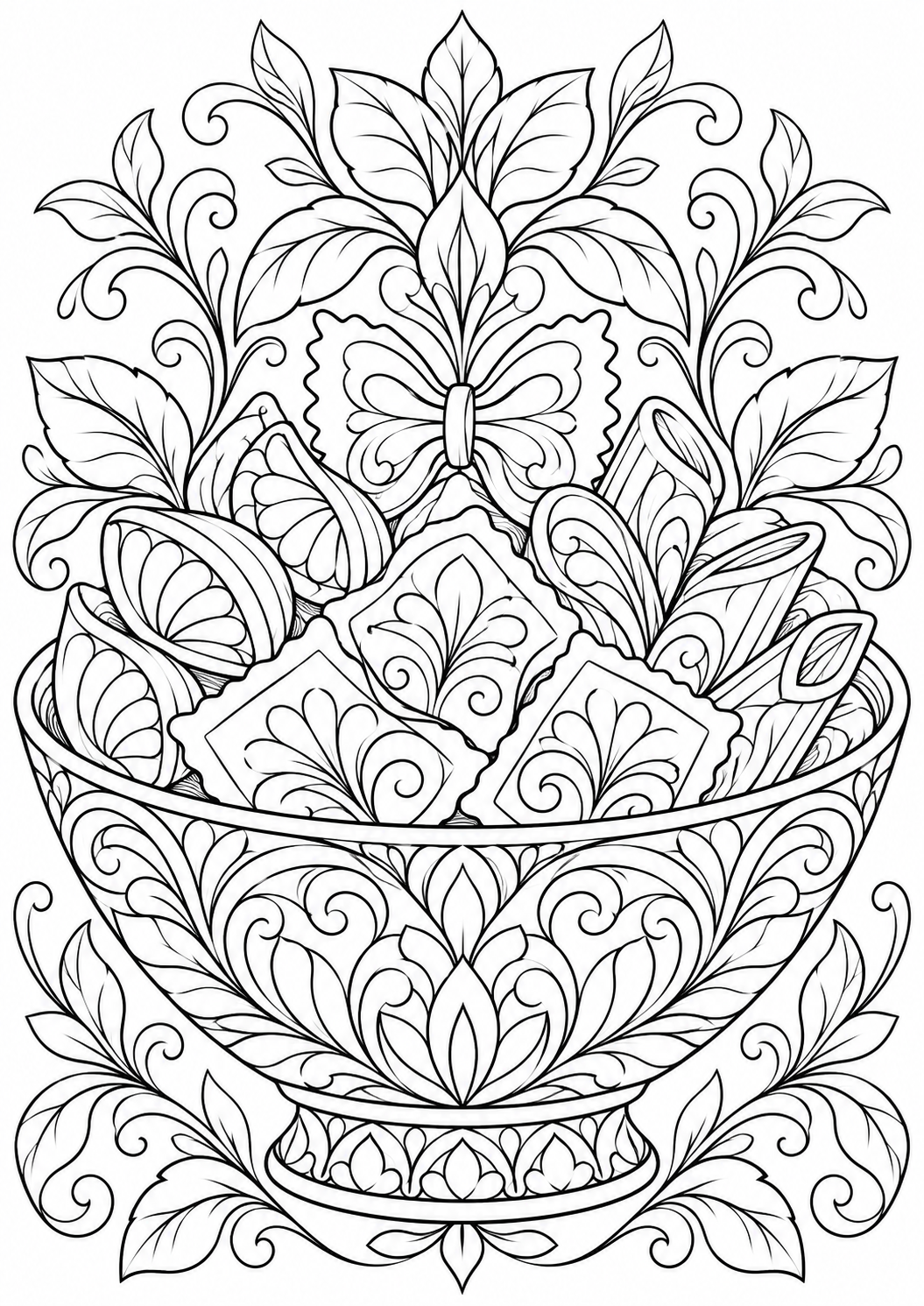 Pasta in a decorative bowl