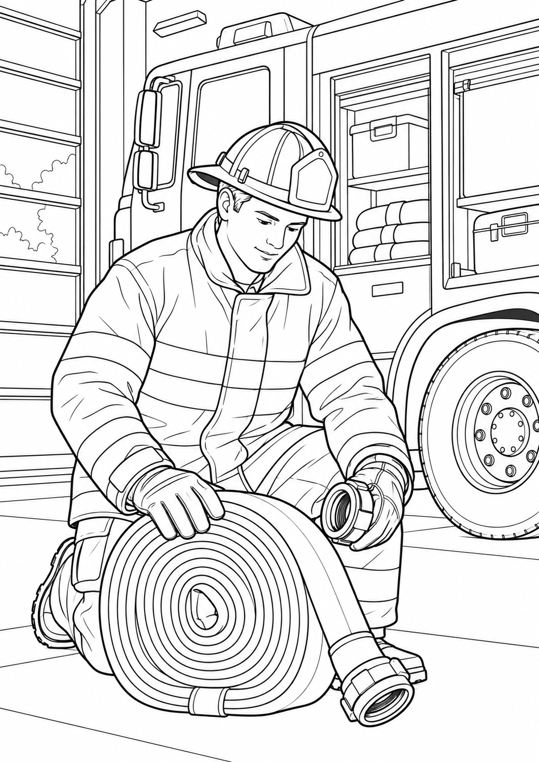 The firefighter at the station